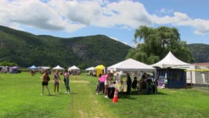 Vendors and happy people attending the putnam wine and food festival in the hudson valley