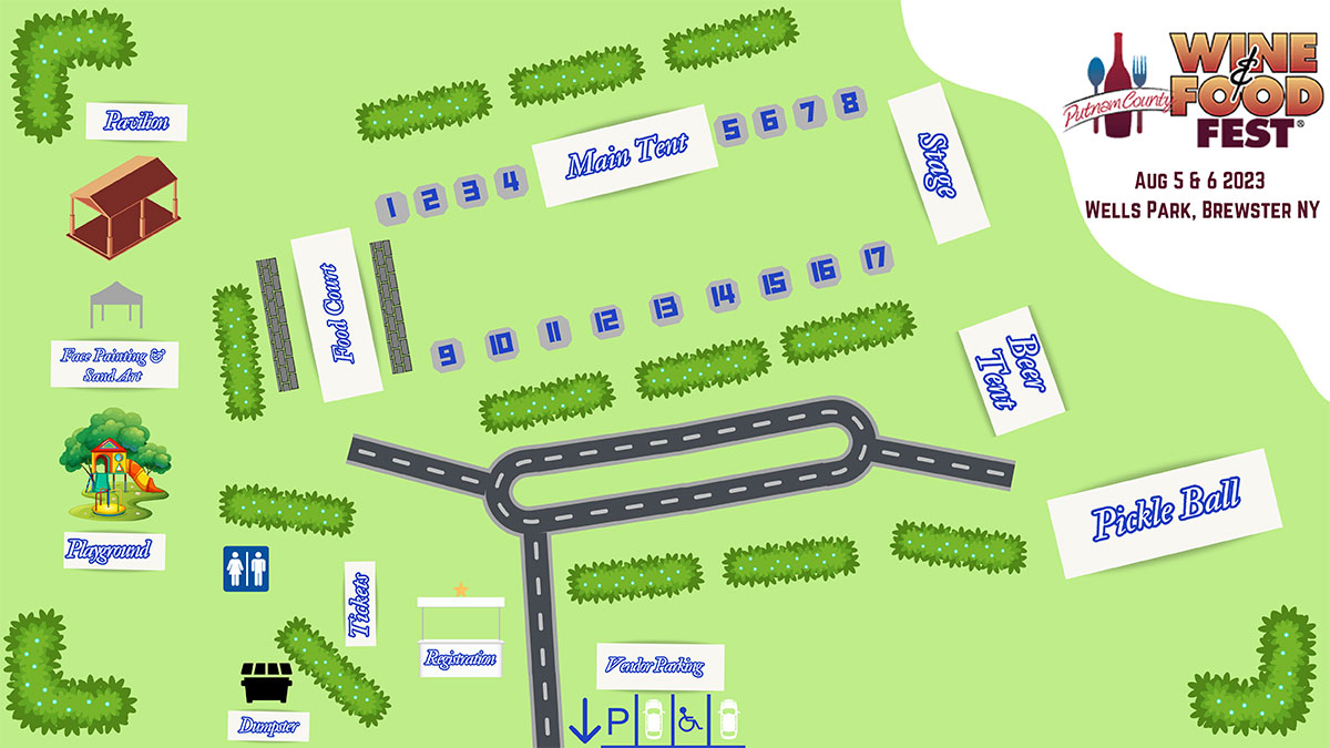 Site map for the 2023 Puntam County Wine & Food Fest.